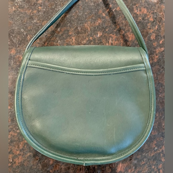 COACH Vintage Casey Bag Leather Crossbody Handbag Dark Emerald Green 80s / 90s - Picture 3 of 14